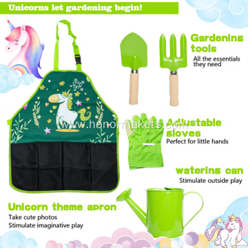 Isunpro Children Gardening Set Kid's Gardening Gift Apron Kettle for Kids Fishing Net Child Outdoor Gardening Set